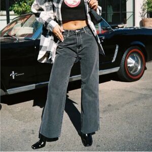 Princess Polly Black High-Rise Wide Leg Carpenter Jeans Size 8